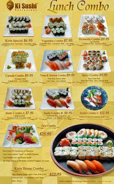 Menu at Ki Sushi Restaurant, New Westminster