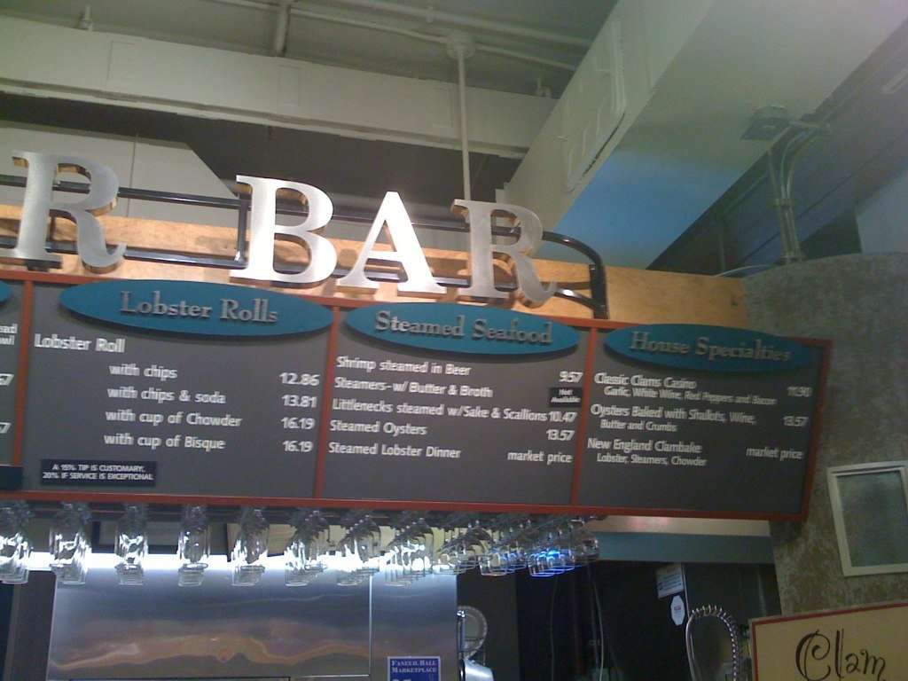 Menu at Walrus & Carpenter restaurant, Boston