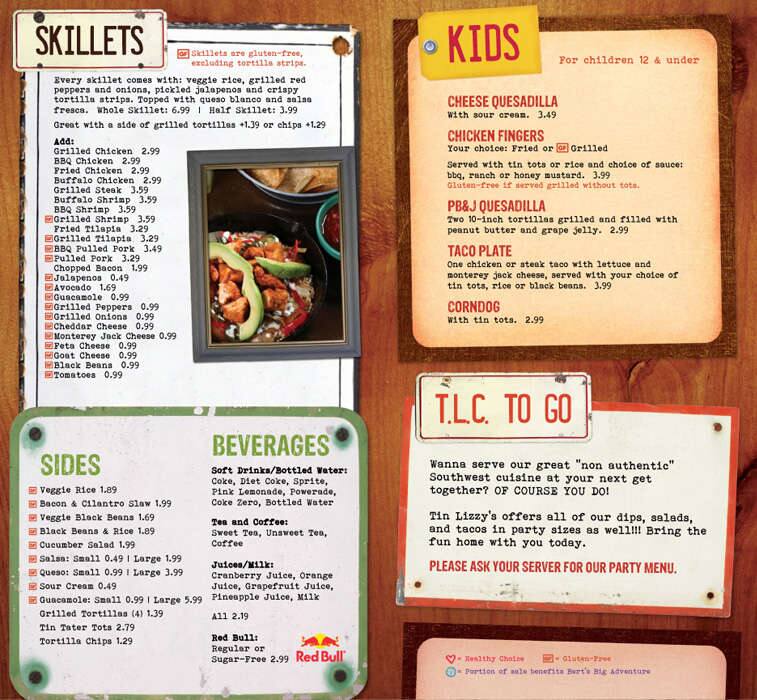 Menu at Tin Lizzy's Cantina pub & bar, Atlanta, Piedmont Rd NE