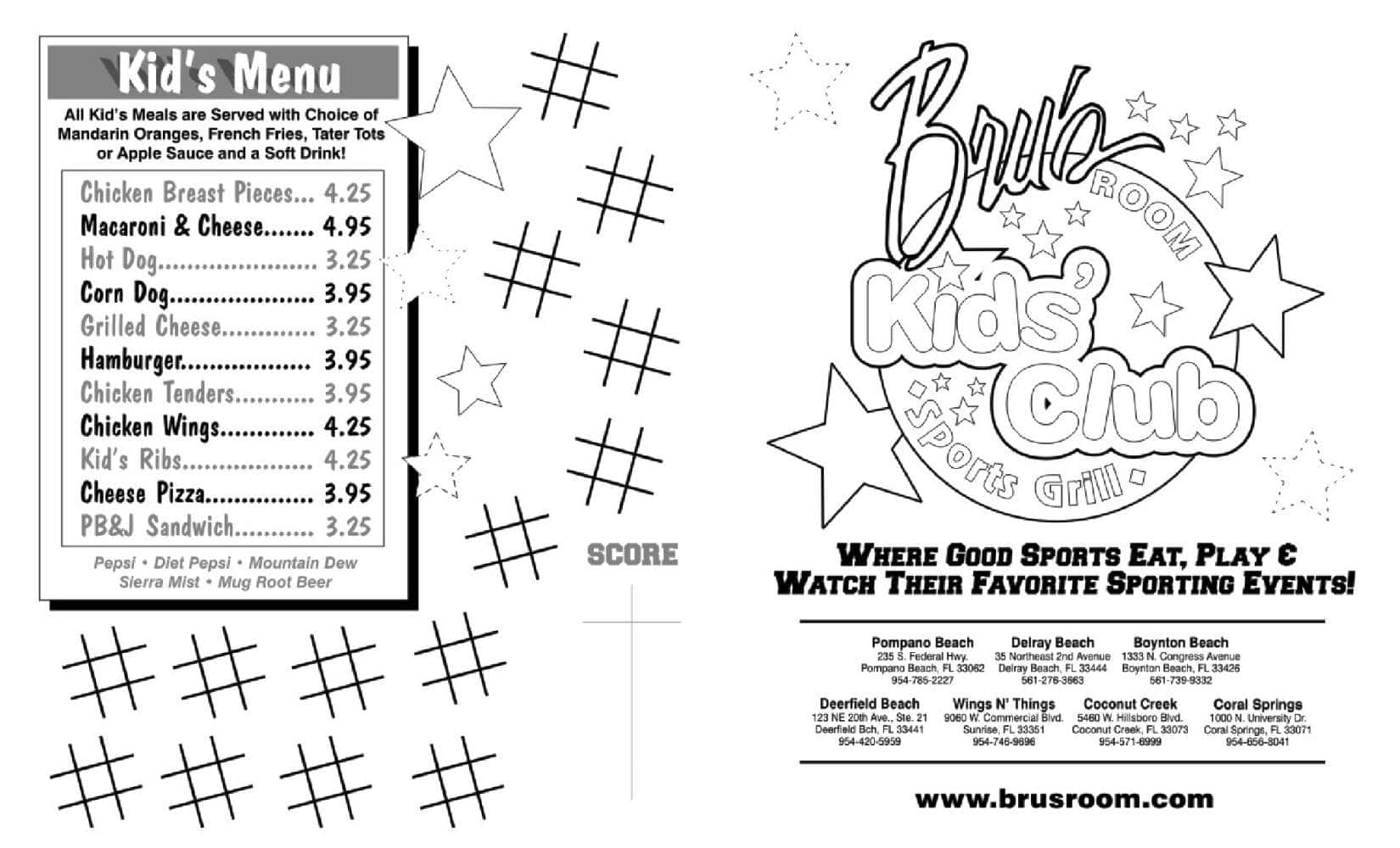 Menu at Bru's Room Wings & Things pub & bar, Sunrise