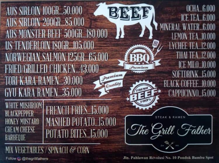 The Grill Father Menu, Menu for The Grill Father, Pondok Bambu, Jakarta