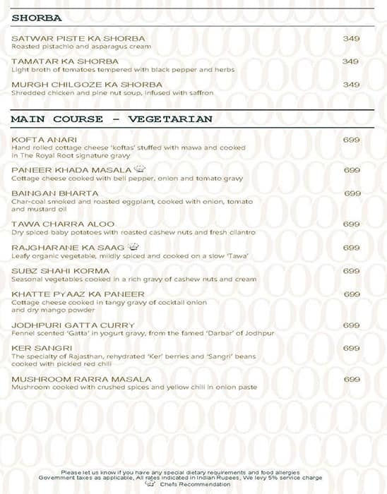 Menu at The Royal Root Crowne Plaza Jaipur, Jaipur