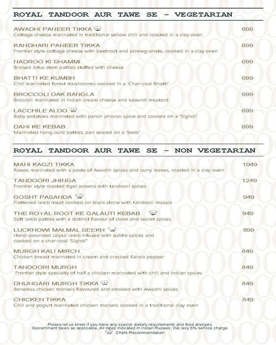 Menu at The Royal Root Crowne Plaza Jaipur, Jaipur