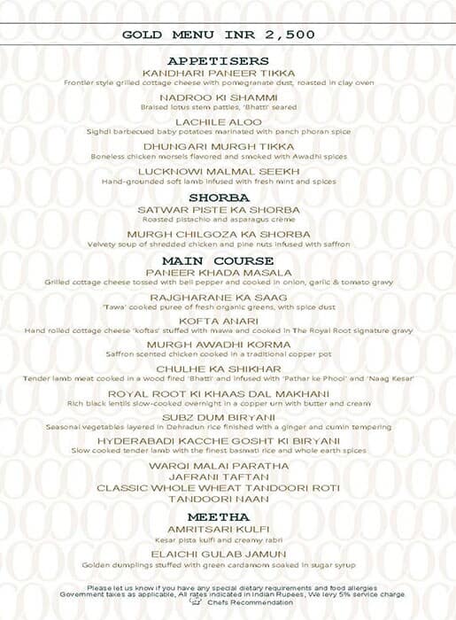 Menu at The Royal Root Crowne Plaza Jaipur, Jaipur