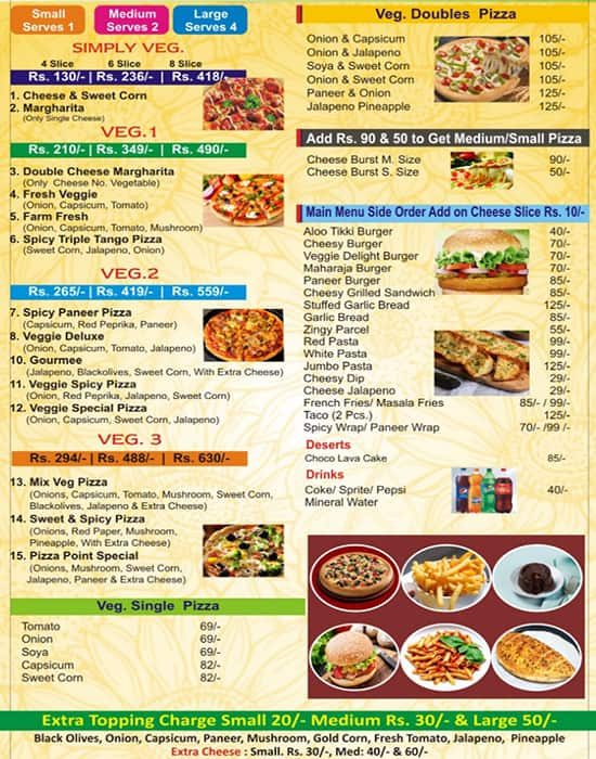 Pizza deals point menu