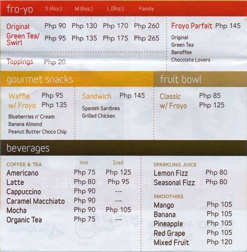 Red Mango Menu, Menu for Red Mango, Trinoma Mall, Quezon City Zomato