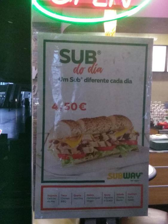 Subway - Alegro Setúbal menu