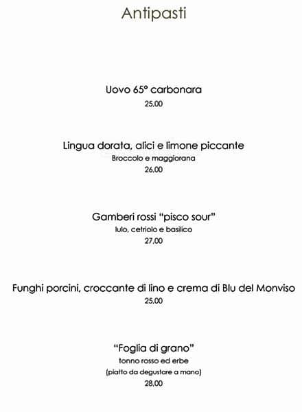 Menu di Metamorfosi 