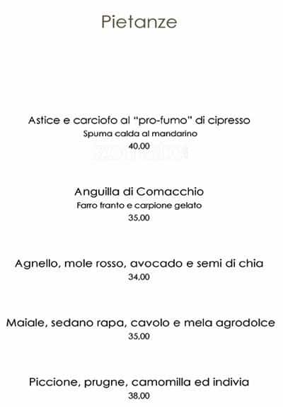 Menu di Metamorfosi 