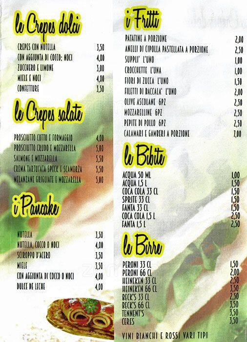 Menu di Piadineria 