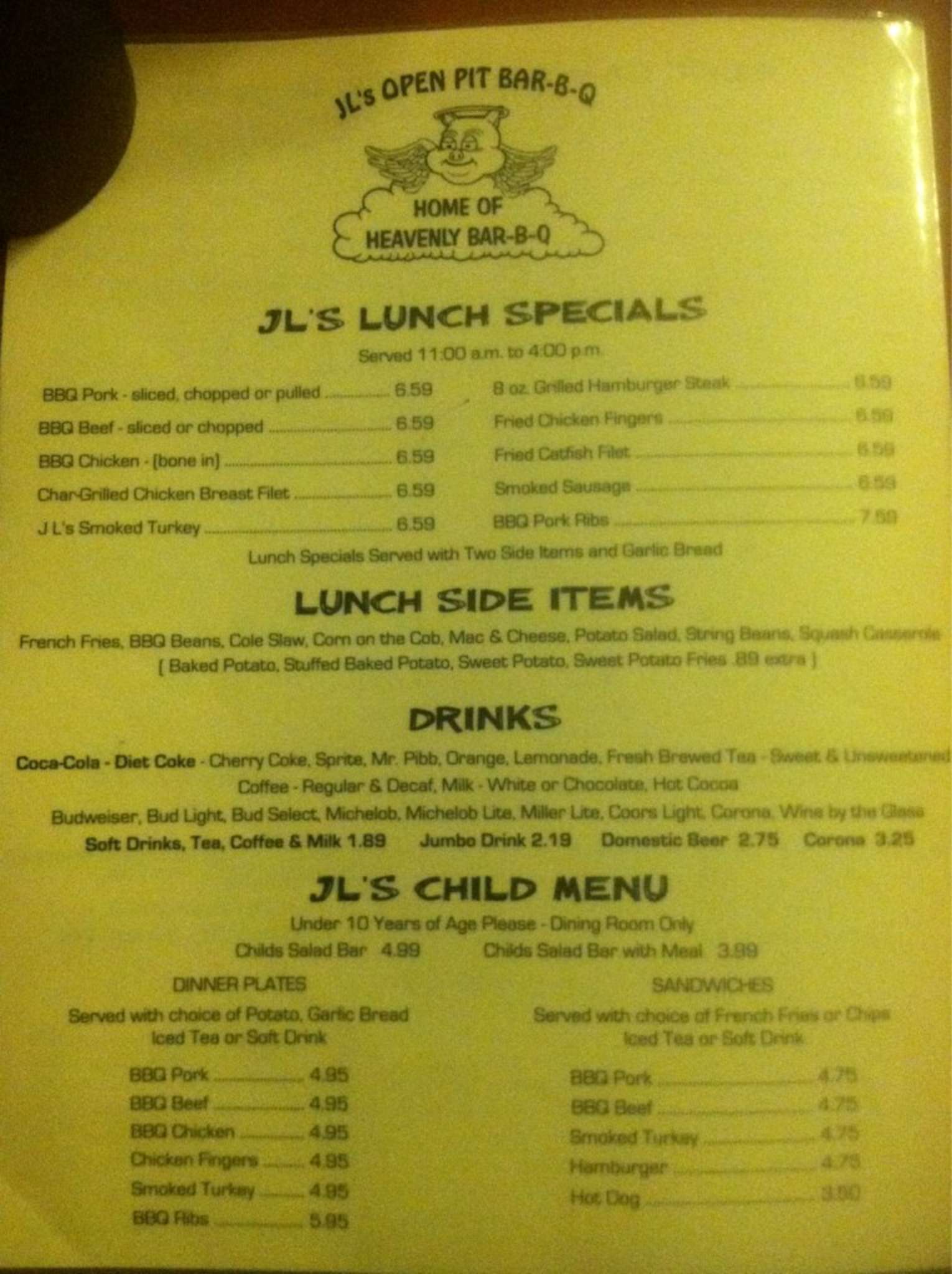 JL's Open Pit Bar B Q Menu Urbanspoon/Zomato