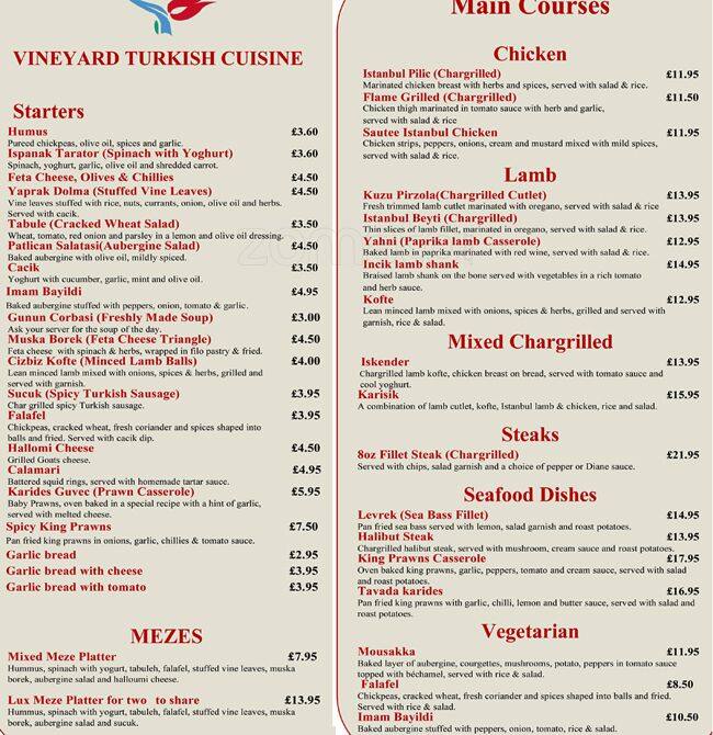Vineyard Menu, Menu untuk Vineyard, Didsbury, Manchester Zomato UK