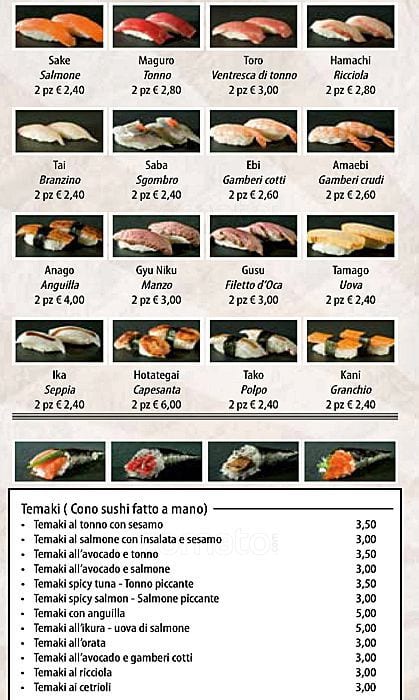 Menu di Ristorante Wu Taiyo 