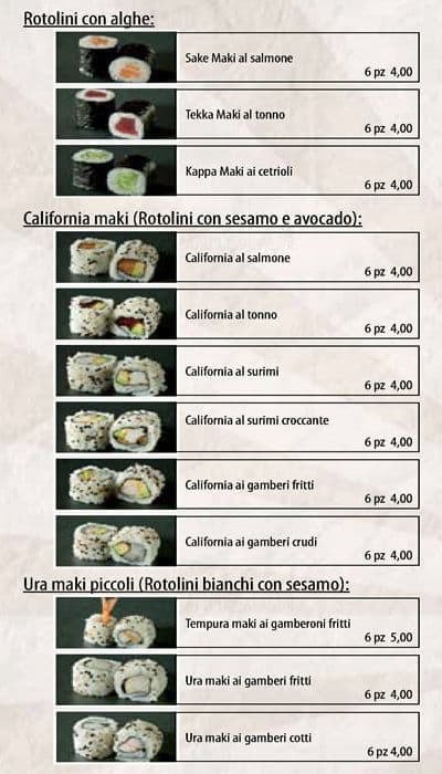 Menu di Ristorante Wu Taiyo 