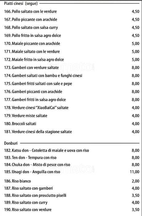 Menu di Ristorante Wu Taiyo 