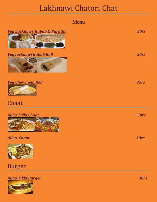 Lakhnawi Chatori Chat Menu Menu For Lakhnawi Chatori Chat Sector 14 Gurgaon Lakhnawi Chatori Chat Menu Menu For Lakhnawi Chatori Chat Sector 14 Gurgaon