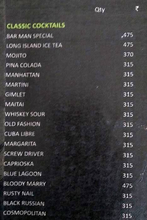 Capers - Hotel Effotel menu