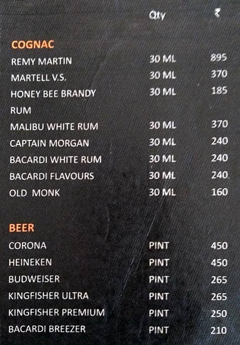 Capers - Hotel Effotel menu