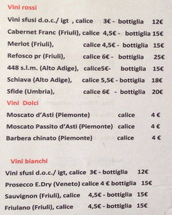 Menu di Vineria di Via Stradella 