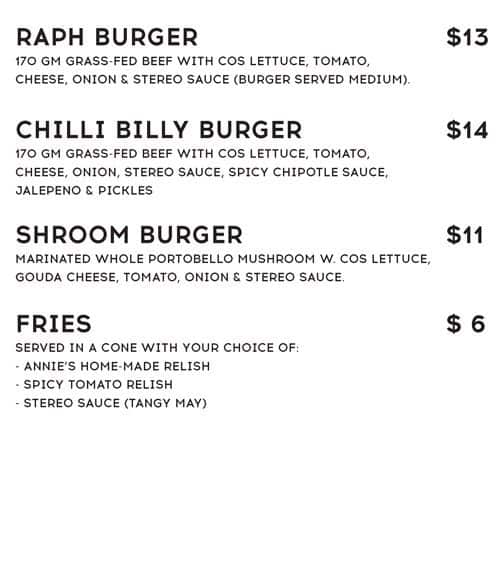 Beatbox Kitchen Menu, Menu for Beatbox Kitchen, Carlton North