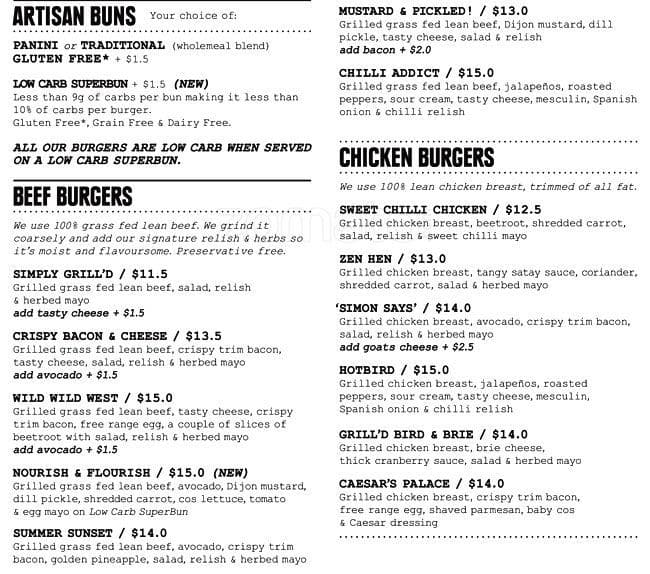 Grill'd Menu, Menu for Grill'd, Leederville, Perth - Urbanspoon/Zomato