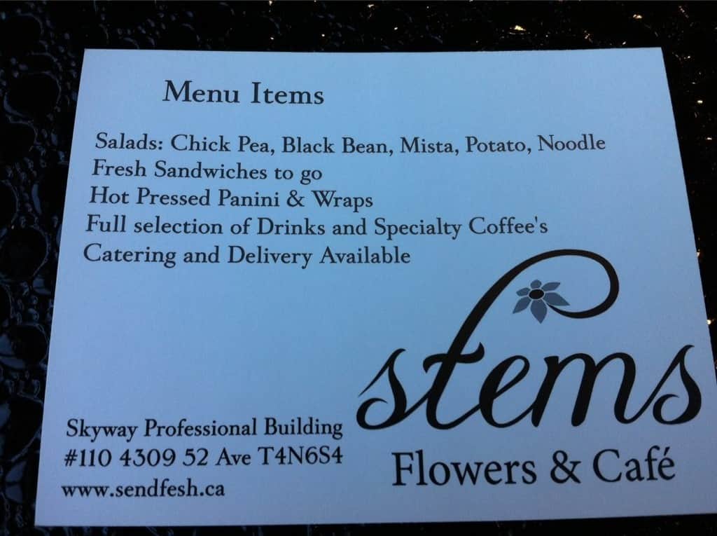 Stems Flowers and Cafe Menu, Menu for Stems Flowers and Cafe, Red Deer