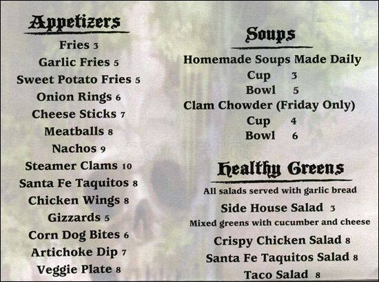 Menu at Captain Jack's pub & bar, Sumner