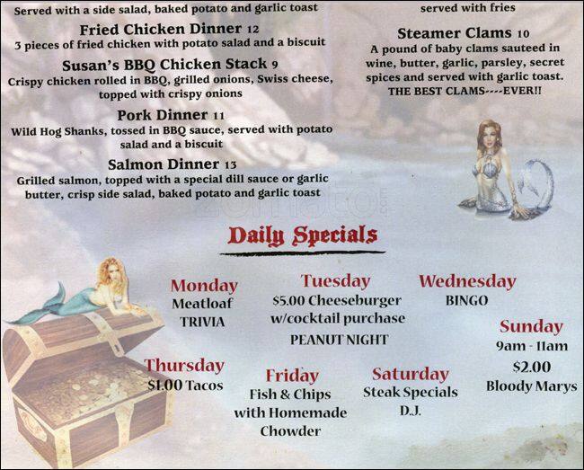 Menu at Captain Jack's pub & bar, Sumner
