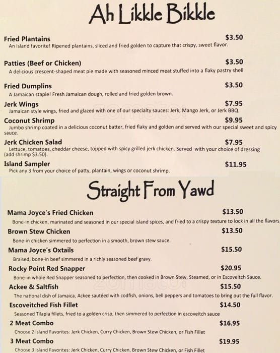 The Island Spot Jamaican Kitchen & Bar Menu Urbanspoon/Zomato