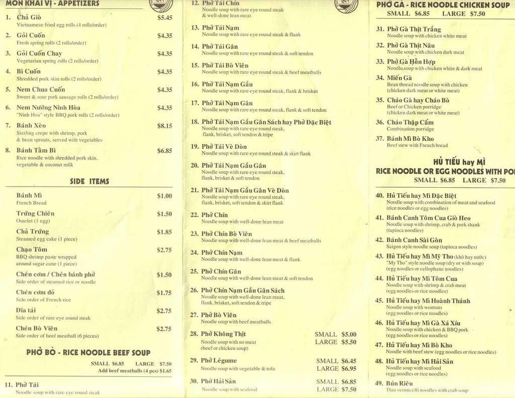 pho saigon kitchen and bar menu