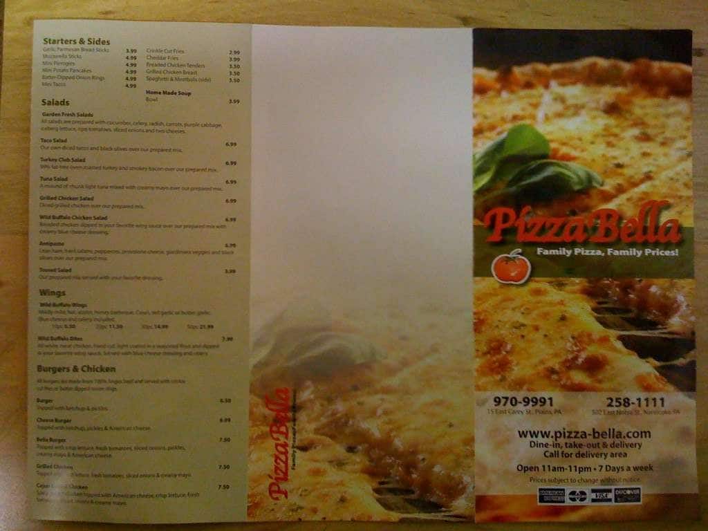 Menu at Pizza Bella pizzeria, Nanticoke, 302 E Noble St