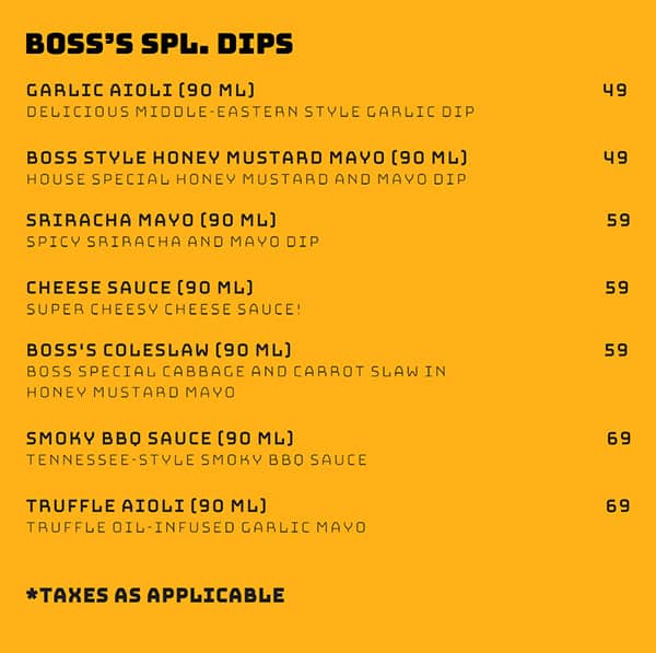 Boss Burger Powai menu