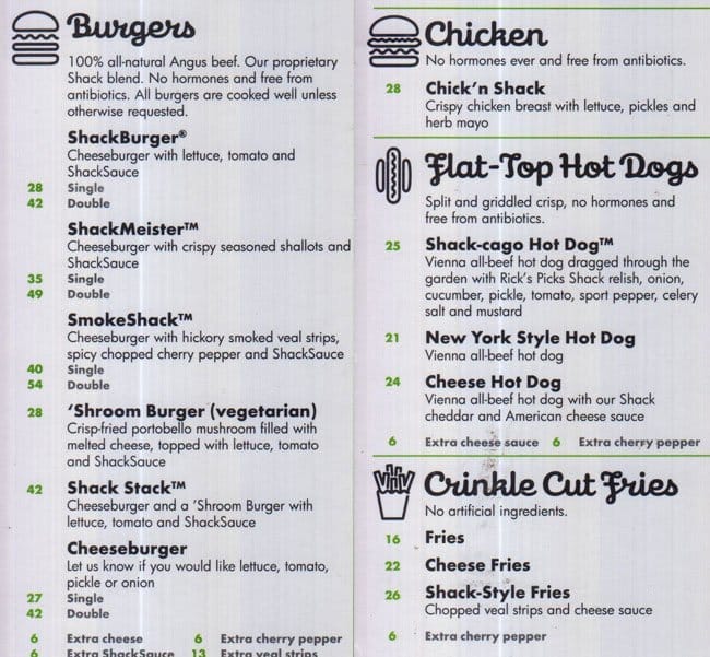 Shake Shack Menu Menu For Shake Shack Jumeirah Beach Residence Jbr