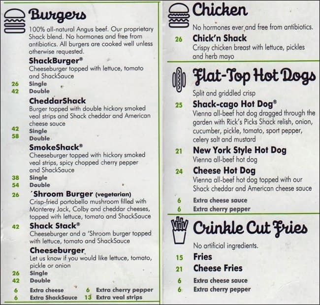 Shake Shack Menu Menu For Shake Shack Jumeirah Beach Residence Jbr