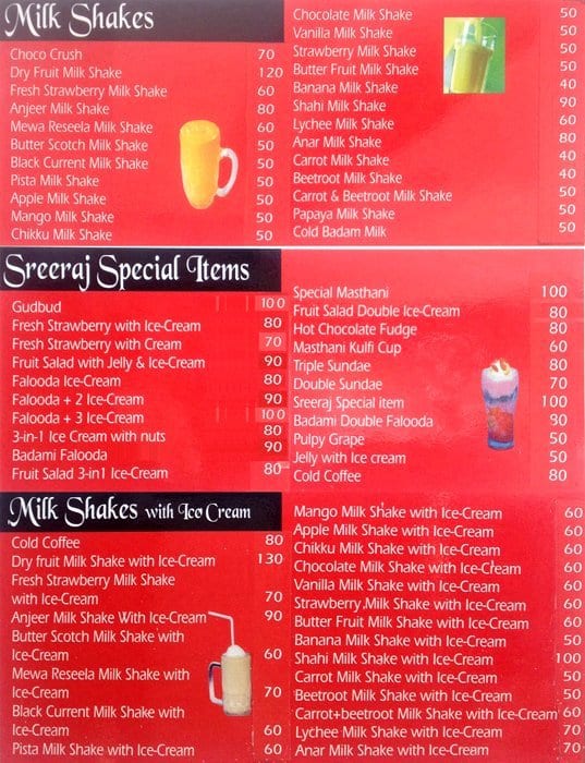 Sreeraj Lassi Bar Menu, Menu for Sreeraj Lassi Bar, Shivajinagar ...