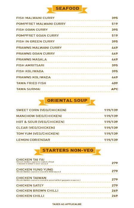 Silver Spoon Restaurant & Bar menu