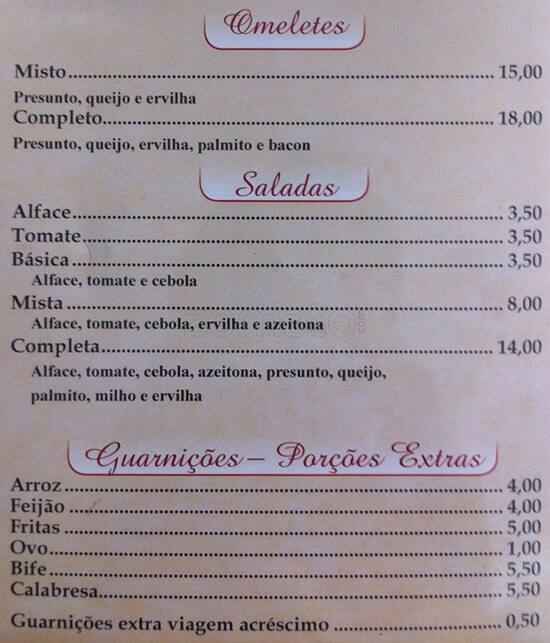 Pakera Lanchonete cardápio