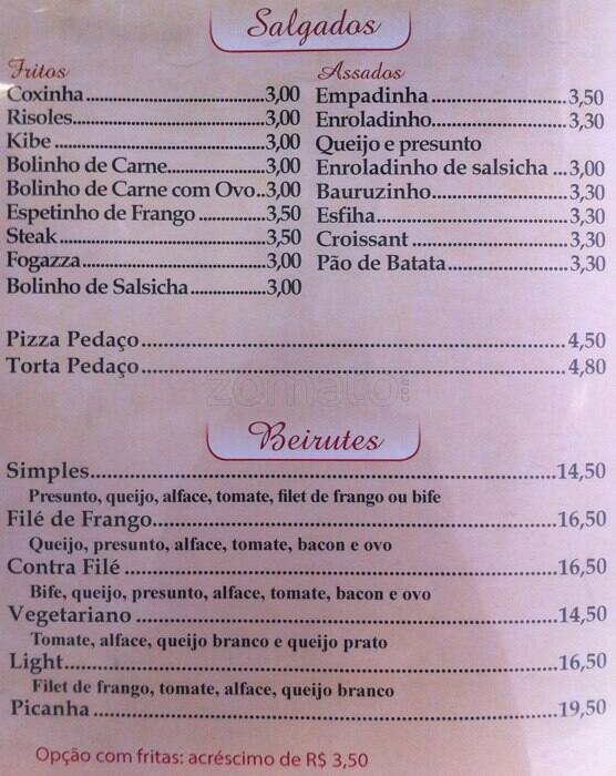 Pakera Lanchonete cardápio