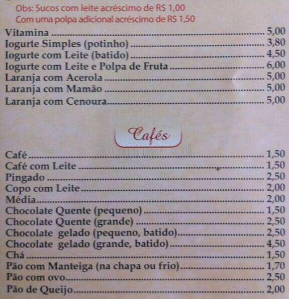 Pakera Lanchonete cardápio