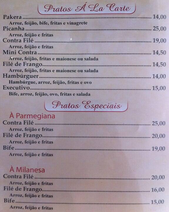Pakera Lanchonete cardápio