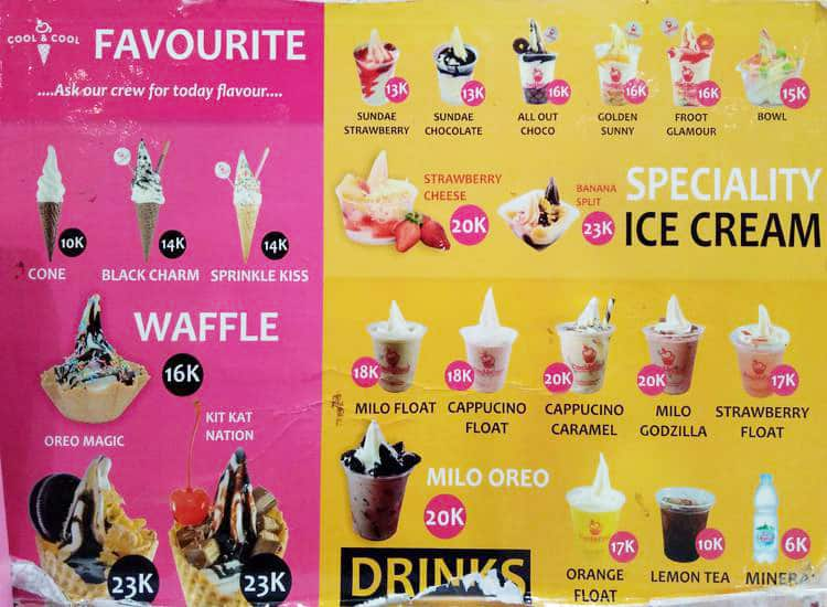 Menu at Cool & Cool desserts, Bogor, Ekalokasari plaza