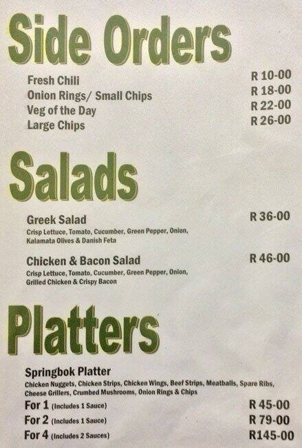 Carta de Springbok Bar, Pretoria, 495 Hilda St