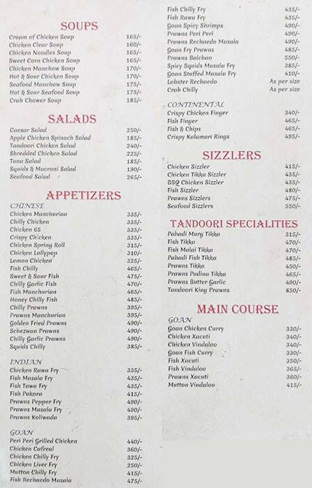 OVER THE FLAMES menu