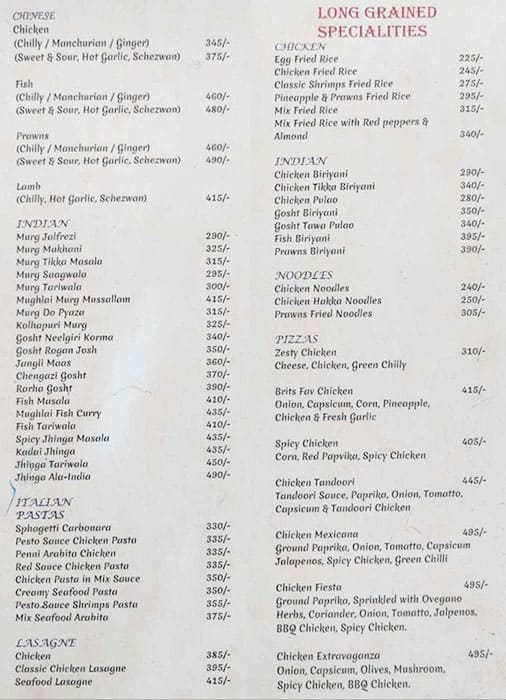 OVER THE FLAMES menu