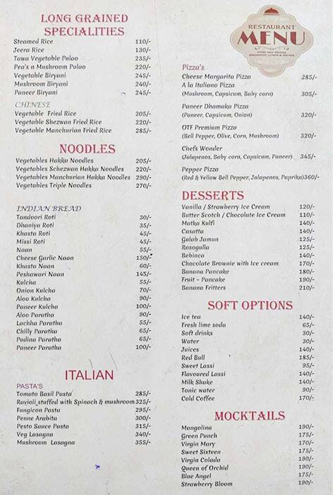 OVER THE FLAMES menu