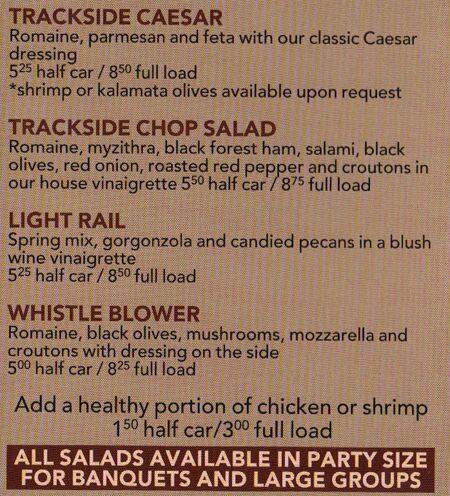 Trackside Pizza меню
