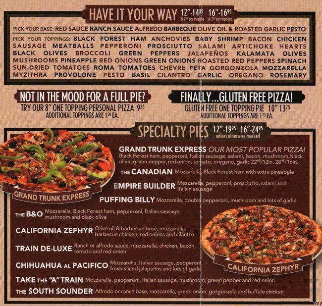 Trackside Pizza меню