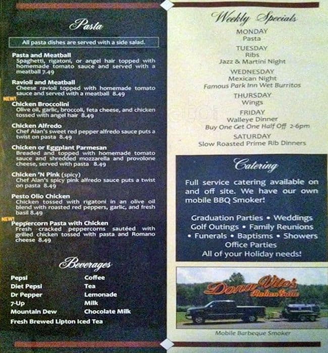 Menu at Donavitos Restaurant & Catering, Struthers