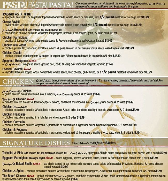 Menu at Donavitos Restaurant & Catering, Struthers