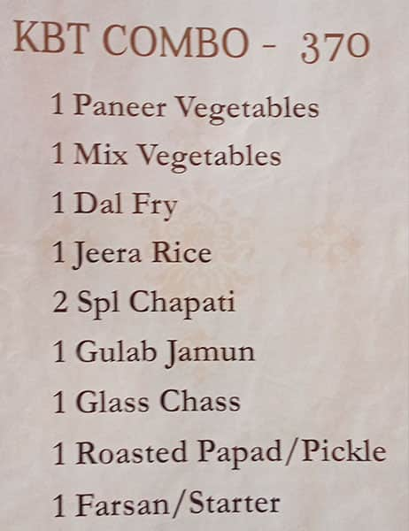 Menu Of K Bhagat Tarachand, Borivali West, Mumbai